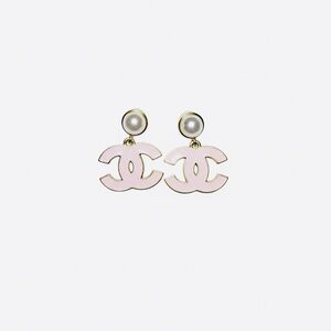 Chic Pink and Gold Logo Earrings